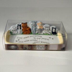 Vintage Eye Where Eye Glass Holder Cats  Leave Paw Prints Ceramic Rare